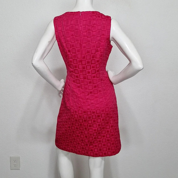 Madison Leigh Pink Preppy Square Pattern Romantic Sleeveless Sheath Dress Sz 12P - Picture 5 of 9